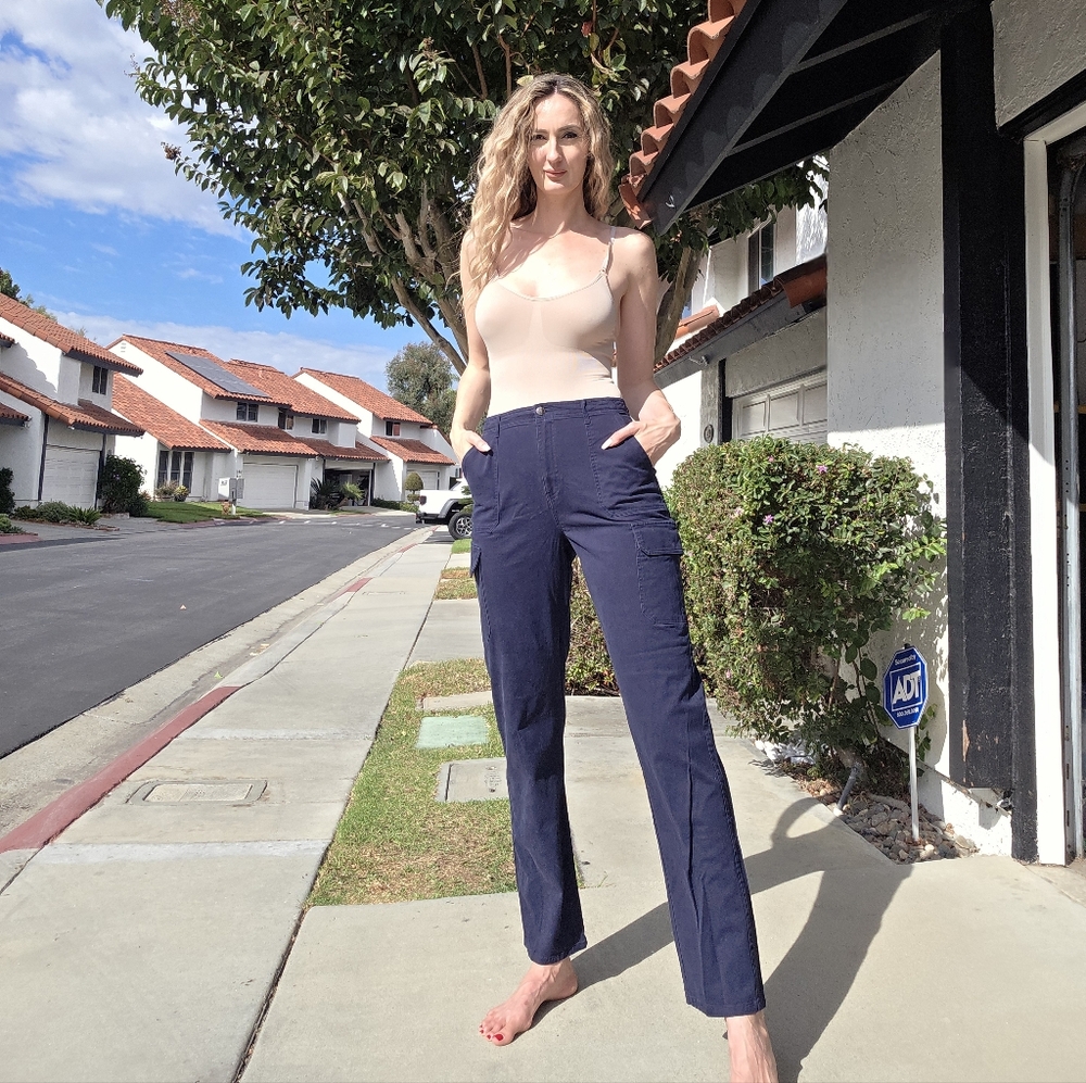 Straight Leg Cargo Chino Pants for Tall Women